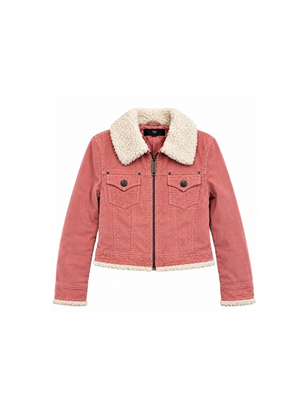 Vintage Pink Corduroy Sherpa-Trim Jean Jacket